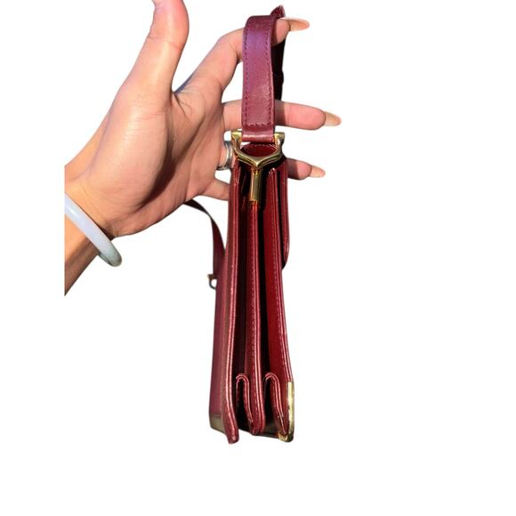 Vintage Cartier Les Must Burgundy Suede Leather Shoulder Bag w Auth Card Booklet - Picture 10 of 14